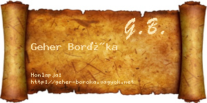 Geher Boróka névjegykártya